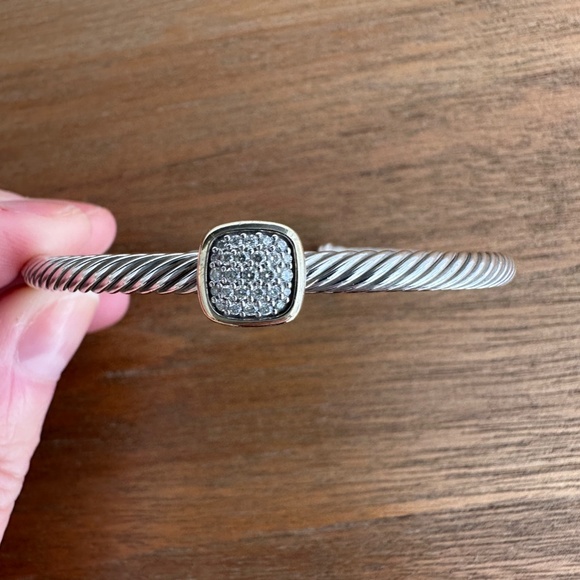 AUTHENTIC DAVID YURMAN Pavé Diamond Square Cable Cuff - Picture 5 of 16